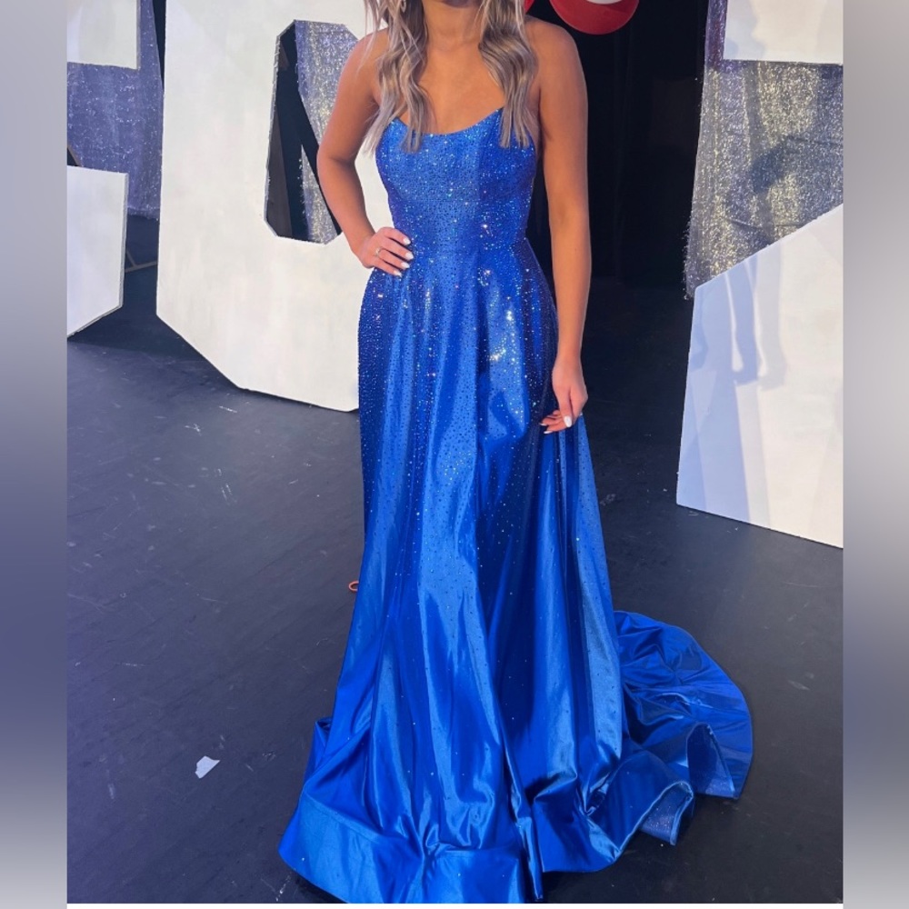 Sherri Hill size 0 royal blue dress, 54856, corset back, pageant, rhinestone